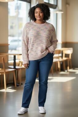 Grace & Emma space-dye pullover Sweater Unicorn Rainbow Trendy Plus Size 3X NWT